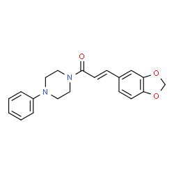 ChemSpider 2D Image | (2E)-3-(1,3-Benzodioxol-5-yl)-1-(4-phenyl-1-piperazinyl)-2-propen-1-one | C20H20N2O3