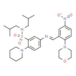 ChemSpider 2D Image | N,N-Diisobutyl-5-{(E)-[2-(4-morpholinyl)-5-nitrobenzylidene]amino}-2-(1-piperidinyl)benzenesulfonamide | C30H43N5O5S