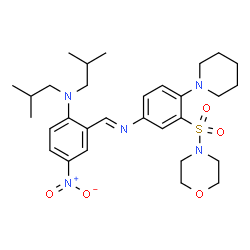 ChemSpider 2D Image | N,N-Diisobutyl-2-[(E)-{[3-(4-morpholinylsulfonyl)-4-(1-piperidinyl)phenyl]imino}methyl]-4-nitroaniline | C30H43N5O5S