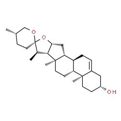 ChemSpider 2D Image | (3alpha,8alpha,9beta,10alpha,13alpha,14beta,16beta,17beta,20R,22S,25S)-Spirost-5-en-3-ol | C27H42O3