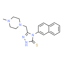 ChemSpider 2D Image | 5-[(4-Methyl-1-piperazinyl)methyl]-4-(2-naphthyl)-2,4-dihydro-3H-1,2,4-triazole-3-thione | C18H21N5S
