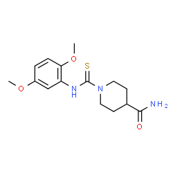 ChemSpider 2D Image | 1-[(2,5-Dimethoxyphenyl)carbamothioyl]-4-piperidinecarboxamide | C15H21N3O3S
