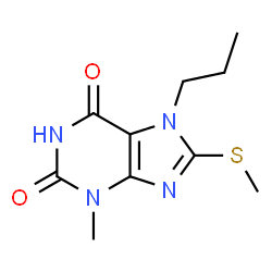 ChemSpider 2D Image | 3-Methyl-8-(methylsulfanyl)-7-propyl-3,7-dihydro-1H-purine-2,6-dione | C10H14N4O2S