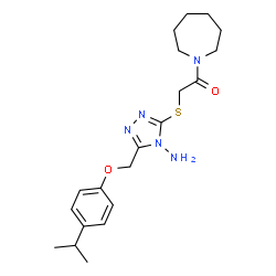ChemSpider 2D Image | 2-({4-Amino-5-[(4-isopropylphenoxy)methyl]-4H-1,2,4-triazol-3-yl}sulfanyl)-1-(1-azepanyl)ethanone | C20H29N5O2S