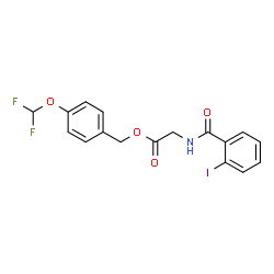 ChemSpider 2D Image | 4-(Difluoromethoxy)benzyl N-(2-iodobenzoyl)glycinate | C17H14F2INO4