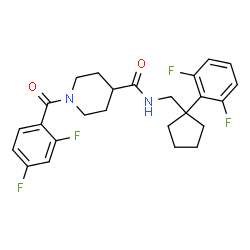 ChemSpider 2D Image | 1-(2,4-Difluorobenzoyl)-N-{[1-(2,6-difluorophenyl)cyclopentyl]methyl}-4-piperidinecarboxamide | C25H26F4N2O2