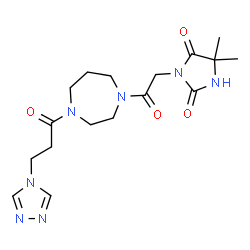 ChemSpider 2D Image | 5,5-Dimethyl-3-(2-oxo-2-{4-[3-(4H-1,2,4-triazol-4-yl)propanoyl]-1,4-diazepan-1-yl}ethyl)-2,4-imidazolidinedione | C17H25N7O4