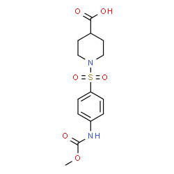 ChemSpider 2D Image | 1-({4-[(Methoxycarbonyl)amino]phenyl}sulfonyl)-4-piperidinecarboxylic acid | C14H18N2O6S