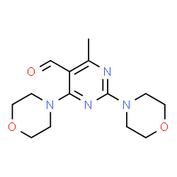 ChemSpider 2D Image | 4-Methyl-2,6-di(4-morpholinyl)-5-pyrimidinecarbaldehyde | C14H20N4O3