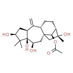 ChemSpider 2D Image | (3beta,6beta,13beta,14R)-3,5,6,16-Tetrahydroxygrayanotox-10-en-14-yl acetate | C22H34O6