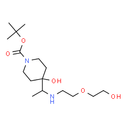 ChemSpider 2D Image | 2-Methyl-2-propanyl 4-hydroxy-4-(1-{[2-(2-hydroxyethoxy)ethyl]amino}ethyl)-1-piperidinecarboxylate | C16H32N2O5
