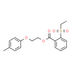 ChemSpider 2D Image | 2-(4-Methylphenoxy)ethyl 2-(ethylsulfonyl)benzoate | C18H20O5S