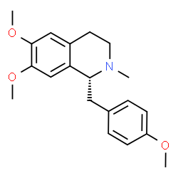 ChemSpider 2D Image | (1R)-6,7-Dimethoxy-1-(4-methoxybenzyl)-2-methyl-1,2,3,4-tetrahydroisoquinoline | C20H25NO3