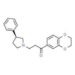 ChemSpider 2D Image | 1-(2,3-Dihydro-1,4-benzodioxin-6-yl)-3-[(3S)-3-phenyl-1-pyrrolidinyl]-1-propanone | C21H23NO3