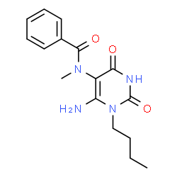 ChemSpider 2D Image | N-[6-Azanyl-1-Butyl-2,4-Bis(Oxidanylidene)pyrimidin-5-Yl]-N-Methyl-Benzamide | C16H20N4O3
