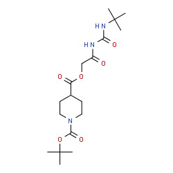 ChemSpider 2D Image | 1-(2-Methyl-2-propanyl) 4-(2-{[(2-methyl-2-propanyl)carbamoyl]amino}-2-oxoethyl) 1,4-piperidinedicarboxylate | C18H31N3O6