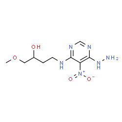 ChemSpider 2D Image | 4-[(6-Hydrazino-5-nitro-4-pyrimidinyl)amino]-1-methoxy-2-butanol | C9H16N6O4