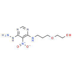 ChemSpider 2D Image | 2-{3-[(6-Hydrazino-5-nitro-4-pyrimidinyl)amino]propoxy}ethanol | C9H16N6O4