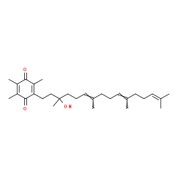 ChemSpider 2D Image | 2-[(6E,10E)-3-Hydroxy-3,7,11,15-tetramethyl-6,10,14-hexadecatrien-1-yl]-3,5,6-trimethyl-1,4-benzoquinone | C29H44O3