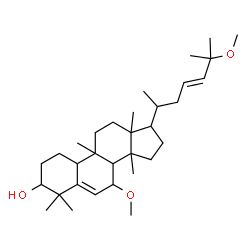 ChemSpider 2D Image | (23E)-7,25-Dimethoxy-9,10,14-trimethyl-4,9-cyclo-9,10-secocholesta-5,23-dien-1-ol | C32H54O3