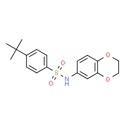 ChemSpider 2D Image | N-(2,3-Dihydro-1,4-benzodioxin-6-yl)-4-(2-methyl-2-propanyl)benzenesulfonamide | C18H21NO4S