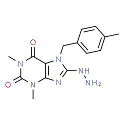 ChemSpider 2D Image | 8-Hydrazino-1,3-dimethyl-7-(4-methylbenzyl)-3,7-dihydro-1H-purine-2,6-dione | C15H18N6O2