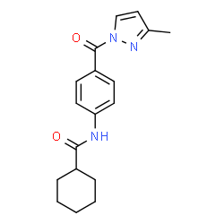 ChemSpider 2D Image | N-{4-[(3-Methyl-1H-pyrazol-1-yl)carbonyl]phenyl}cyclohexanecarboxamide | C18H21N3O2