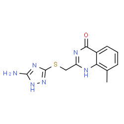 ChemSpider 2D Image | 2-{[(3-Amino-1h-1,2,4-Triazol-5-Yl)sulfanyl]methyl}-8-Methylquinazolin-4(3h)-One | C12H12N6OS