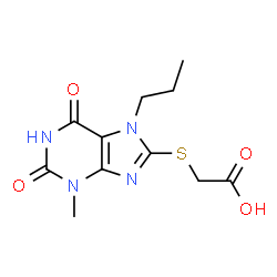ChemSpider 2D Image | [(3-Methyl-2,6-dioxo-7-propyl-2,3,6,7-tetrahydro-1H-purin-8-yl)sulfanyl]acetic acid | C11H14N4O4S