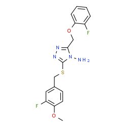ChemSpider 2D Image | 3-[(3-Fluoro-4-methoxybenzyl)sulfanyl]-5-[(2-fluorophenoxy)methyl]-4H-1,2,4-triazol-4-amine | C17H16F2N4O2S