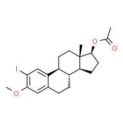 ChemSpider 2D Image | (17beta)-2-Iodo-3-methoxyestra-1(10),2,4-trien-17-yl acetate | C21H27IO3