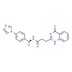 ChemSpider 2D Image | N-{(1S)-1-[4-(1H-Imidazol-1-yl)phenyl]ethyl}-3-(4-oxo-1,4-dihydro-2-quinazolinyl)propanamide | C22H21N5O2