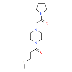 ChemSpider 2D Image | 3-(Methylsulfanyl)-1-{4-[2-oxo-2-(1-pyrrolidinyl)ethyl]-1-piperazinyl}-1-propanone | C14H25N3O2S
