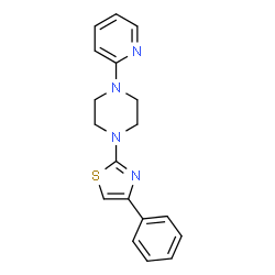 ChemSpider 2D Image | 1-(4-Phenyl-1,3-thiazol-2-yl)-4-(2-pyridinyl)piperazine | C18H18N4S