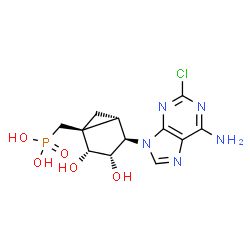 ChemSpider 2D Image | {[(1S,2R,3S,4R,5S)-4-(6-Amino-2-chloro-9H-purin-9-yl)-2,3-dihydroxybicyclo[3.1.0]hex-1-yl]methyl}phosphonic acid | C12H15ClN5O5P