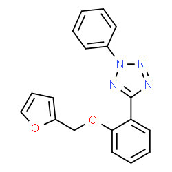 ChemSpider 2D Image | 5-[2-(Furan-2-Ylmethoxy)phenyl]-2-Phenyltetrazole | C18H14N4O2