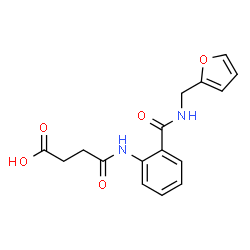 ChemSpider 2D Image | 4-({2-[(2-Furylmethyl)carbamoyl]phenyl}amino)-4-oxobutanoic acid | C16H16N2O5