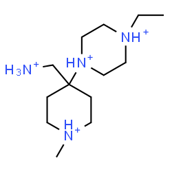 ChemSpider 2D Image | 1-[4-(Ammoniomethyl)-1-methyl-4-piperidiniumyl]-4-ethylpiperazinediium | C13H32N4