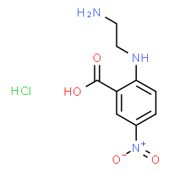 ChemSpider 2D Image | 2-[(2-Aminoethyl)amino]-5-nitrobenzoic acid hydrochloride (1:1) | C9H12ClN3O4