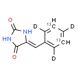 ChemSpider 2D Image | (5Z)-5-[(3,5-~13~C_2_,2,4,6-~2~H_3_)Phenylmethylene]-2,4-imidazolidinedione | C813C2H5D3N2O2