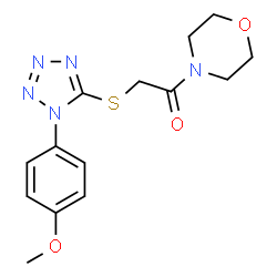 ChemSpider 2D Image | 2-[1-(4-Methoxy-phenyl)-1H-tetrazol-5-ylsulfanyl]-1-morpholin-4-yl-ethanone | C14H17N5O3S
