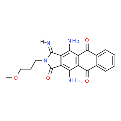 ChemSpider 2D Image | (3Z)-4,11-Diamino-3-imino-2-(3-methoxypropyl)-2,3-dihydro-1H-naphtho[2,3-f]isoindole-1,5,10-trione | C20H18N4O4
