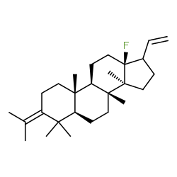 ChemSpider 2D Image | (5alpha,17xi)-13-Fluoro-3-isopropylidene-4,4,8,14-tetramethyl-18-norpregn-20-ene | C27H43F
