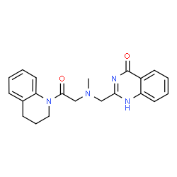 ChemSpider 2D Image | 2-({[2-(3,4-Dihydro-1(2H)-quinolinyl)-2-oxoethyl](methyl)amino}methyl)-4(1H)-quinazolinone | C21H22N4O2