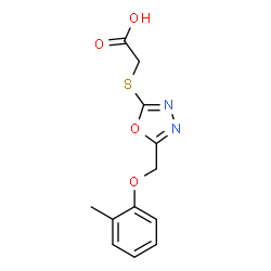 ChemSpider 2D Image | 2-((5-((O-Tolyloxy)methyl)-1,3,4-oxadiazol-2-yl)thio)acetic acid | C12H12N2O4S
