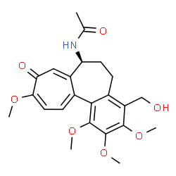ChemSpider 2D Image | N-[(7S)-4-(Hydroxymethyl)-1,2,3,10-tetramethoxy-9-oxo-5,6,7,9-tetrahydrobenzo[a]heptalen-7-yl]acetamide | C23H27NO7