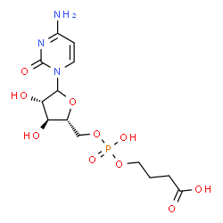 ChemSpider 2D Image | 4-Amino-1-{5-O-[(3-carboxypropoxy)(hydroxy)phosphoryl]-D-arabinofuranosyl}-2(1H)-pyrimidinone | C13H20N3O10P