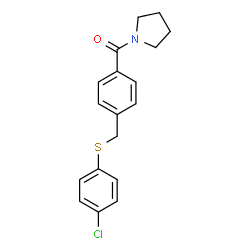 ChemSpider 2D Image | (4-{[(4-Chlorophenyl)sulfanyl]methyl}phenyl)(1-pyrrolidinyl)methanone | C18H18ClNOS