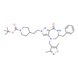 ChemSpider 2D Image | 2-Methyl-2-propanyl 4-(2-{6-benzyl-4-[(3,5-dimethyl-1,2-oxazol-4-yl)methyl]-8-oxo-5,6,7,8-tetrahydropyrazolo[4,3-e][1,4]diazepin-2(4H)-yl}ethyl)-1-piperidinecarboxylate | C31H42N6O4