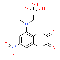 ChemSpider 2D Image | {[Methyl(7-nitro-2,3-dioxo-1,2,3,4-tetrahydro-5-quinoxalinyl)amino]methyl}phosphonic acid | C10H11N4O7P